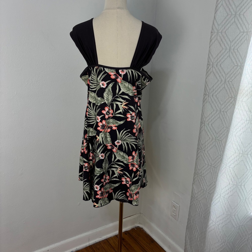 Wantdo Swim Dress Tropical Floral Ruched Front Tie One Piece Beach Women 26W-28W - Picture 2 of 13
